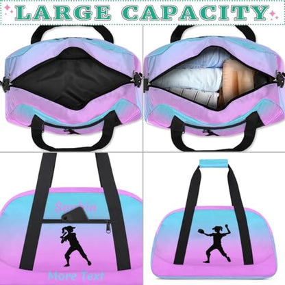 Personalized Kids Gym Bag for Girls Custom Name Sports Duffel Bag Weekender Overnight Travel Bags Pink Baseball Gifts - color: Color 4, style: Baseball