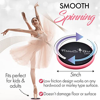 Ballet Pirouette Disc for Dancers and Turn Technique Training | Portable Training Disc to Improve Pirouettes, Releve, Balance and Control for Dance, Gymnastics and Ice Skating - color: Pink