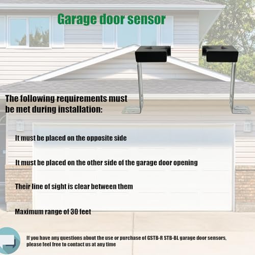 Garage Door Sensors Bracket, Replacement for Genie/Overhead Garage Door sensors, GSTB-R STB-BL Garage Sensor for Genie Garage Door Openers Manufactured After 1993，Includes Sender & Receiver & Bracket.