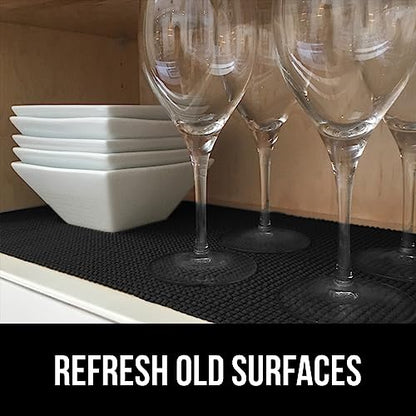 GORILLA GRIP powerGRIP Drawer Shelf and Cabinet Liner, Thick Strong Hold, Non-Adhesive Liners Protect Kitchen Cabinets and Cupboard, Bathroom Drawers, Easy Install, Breathable Mat, 12" x20', Black - color: Black, style: 12" x 20'