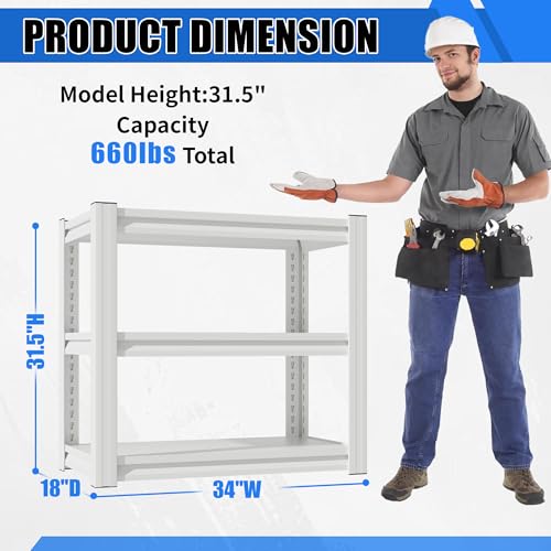 3-Tier Metal Fish Tank Stand, 34" W x 18" D x 31.5" H, Adjustable Heavy Duty Aquarium Rack, 660 lbs Capacity, Black (Antique White) - color: Antique White
