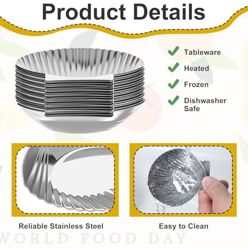 30 Pcs Stainless Steel Grillable Shells Reusable Oyster Shells Baking Dishes for Grilling, Broiling, and Serving Seafood Appetizers like Clams, Scallops, and Shrimp, 3.5 Inch Silver Platters