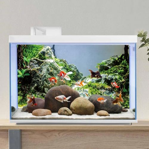 AWERT 24x16 inches Aquarium Background Stone Aquarium Background Aquatic Plant River Bed & Lake Fish Tank Background Vinyl Background