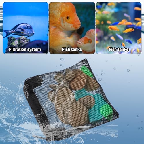10PCS Aquarium Filter Media Bags, 3x4 Inch Fish Tank Media Mesh Filter Bags, Reusable Mesh Filters Bag for Activated Carbon, Filter-Stones and Ceramic Rings, Black Mesh-Net Filters Bag with Zipper