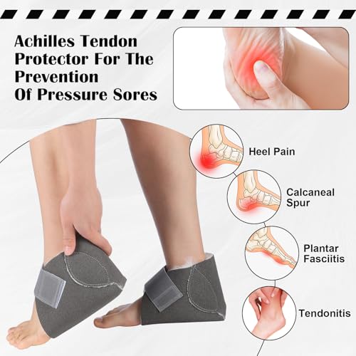 2 Pcs Sheepskin Heel Protectors for Pressure Sore Pad, Dark Grey - color: Dark Grey