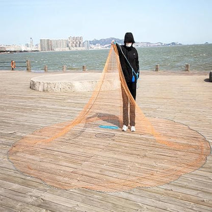 KAFELE Large Frisbee-Style Tire Line Casting Net, Bottom Anti-Hanging Chain, Suitable for Beginners, Easy to Use