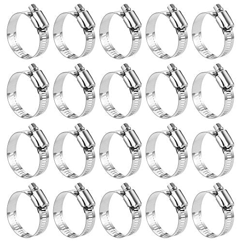LOKMAN 20 Pack Stainless Steel Hose Clamp Adjustable 1-5/8'' - 2-1/2'' (40-63mm) Worm Gear Hose Clamp, Metal Fuel Line Pipe Clamp for Plumbing, Automotive And Mechanical Application - size: 40-63mm