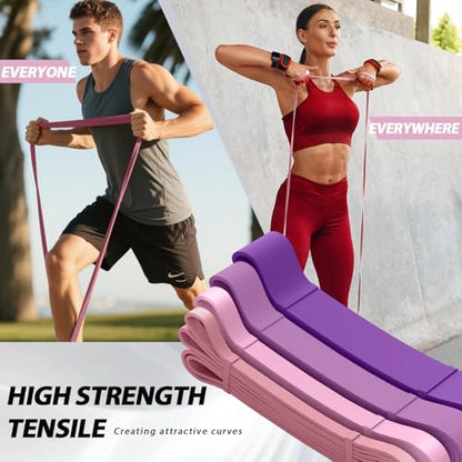 Resistance Bands for Pull Up Assist, Stretch Bands & Exercise Workout Set - color: 5-85LBS PINK PURPLE