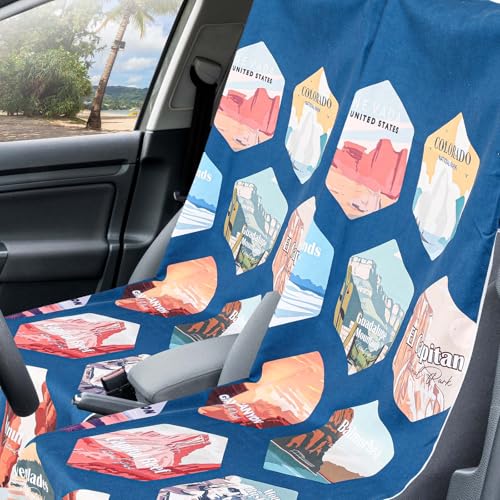 2 Pack Car Seat Towel Cover with Storage Bag, Multi National Parks 1 - style: Multi National Parks 1
