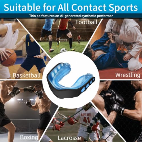 2 Pcs Sport Mouth Guards Mouthguard Gum Mouth Guard Teeth Armor Game Football Mouth Guard with Strap Sports Mouthguard for Youth Basketball Football,Boxing,Hockey, Baseball,MMA, Martial Arts (Adult)