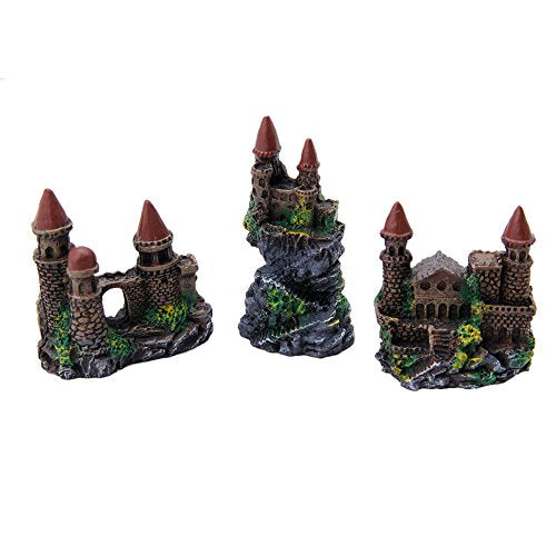 Aquarium Castle Decoration Small Resin Castles Hideouts Stone Cave Hide House Fish for Tank Accessories for Betta Shrimp Aquarium Decoration