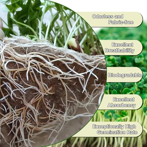 1 Roll 10" x 100" Microgreen Growing Trays Mat, Jute Fiber Grow Mats, Natural Fiber Grow Kit for Germination Tray, Perfect for Sprout Wheatgrass, Bean Sprouts, Hydroponic Seed Growing - size: 10" X 100"