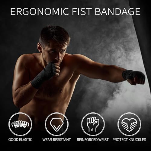 PATIKIL Boxing Hand Wraps Length Elastic Boxing Wraps - color: Black, size: 98 Inch/197 Inch