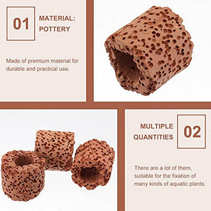 TEHAUX 10 Pack Aquatic Water Plant Fixed Ring for Aquarium Landscape Ceramic Plant Pot Ring Tool Aquarium Decoration Fish Tank Accessories