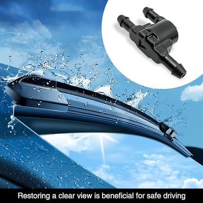 2 PCS Car Windshield Wiper Washer Check Valve, 3 Port Cleaning Nozzle Replacement 8532128020, Wiper Spray Pipe Cleaning Connector Accessory, Compatible with Toyota Lexus (Black)