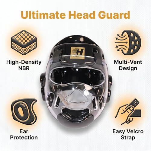 Taekwondo Headgear Karate Headgear with Removable mask for Sparring Partner Muay Thai Taekwondo Karate MMA Training Youth Adults - color: black, size: Small