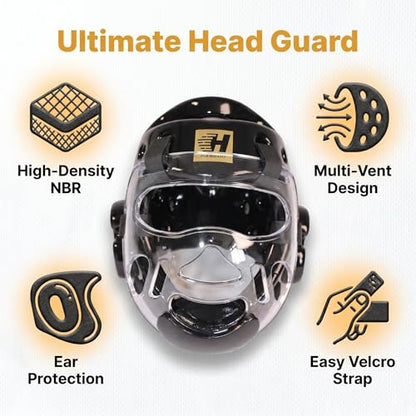 Taekwondo Headgear Karate Headgear with Removable mask for Sparring Partner Muay Thai Taekwondo Karate MMA Training Youth Adults - color: black, size: Small
