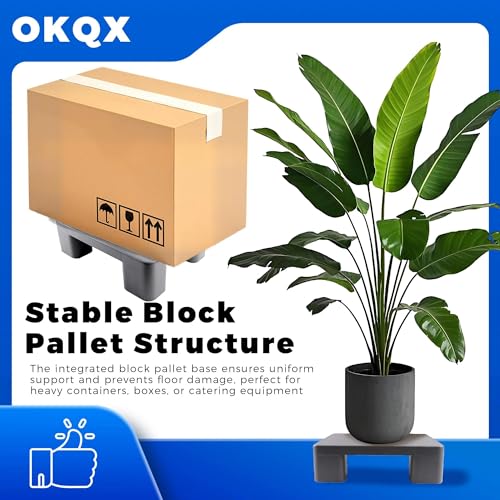 Plastic Dunnage Rack – Heavy-Duty Gray Block Pallet for Basement or Commercial Food Storage, 15.7" x 11.8" x 4.7", 700LBS Load Capacity Plastic Pallets for Dry Floor Organization