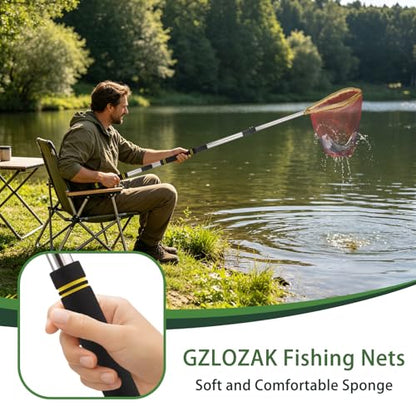 Fishing Nets, 58-94" Fishing Landing Net Telescoping for Riverbank Fishing Shrimp catching and Debris Removal Fishing Net Foldable