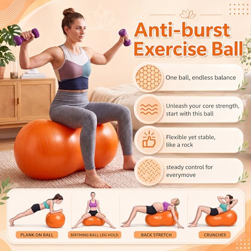 2 Pcs Peanut Ball and Wobble Cushion with Pump Set - color: Black