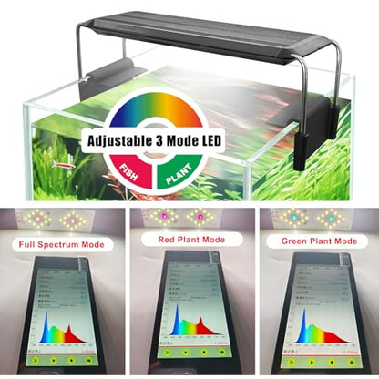 Glass Aquarium Starter Kits 1.5 Gallon Small Fish Tank, Betta Fish Tank for Home Office Deco, with LED Light, Power Filter, 4mm Glass, Black