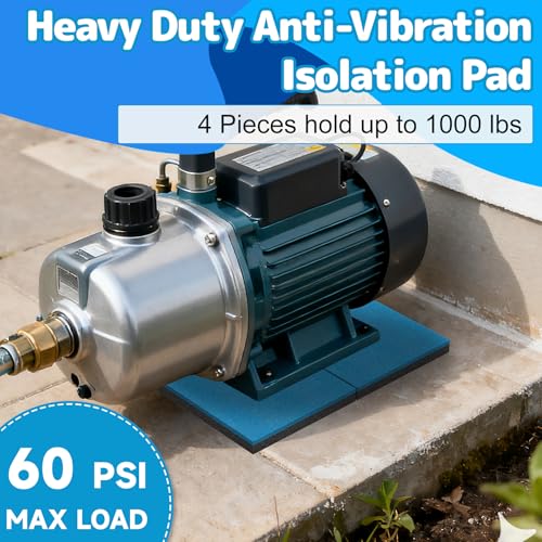 Pool Pump Vibration Pads, 8" x 8" x 3/4" Anti-Vibration Pads for Swimming Pool Pumps, Hot Tub Motors, Heavy Duty Odorless Rubber Pads for Noise Reduce & Shock Absorb, Pack of 4