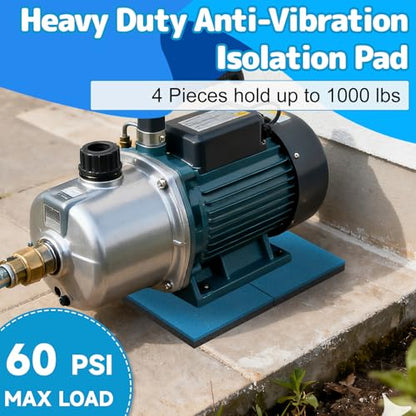 Pool Pump Vibration Pads, 8" x 8" x 3/4" Anti-Vibration Pads for Swimming Pool Pumps, Hot Tub Motors, Heavy Duty Odorless Rubber Pads for Noise Reduce & Shock Absorb, Pack of 4
