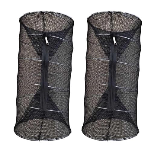 Fishing Bait Trap Crawdad Minnow Trap 24 inch Large Folding Collapsible Heavy Duty Crawfish Bait Fish Traps Shrimp Lobster Cast Net - style: 2 Traps