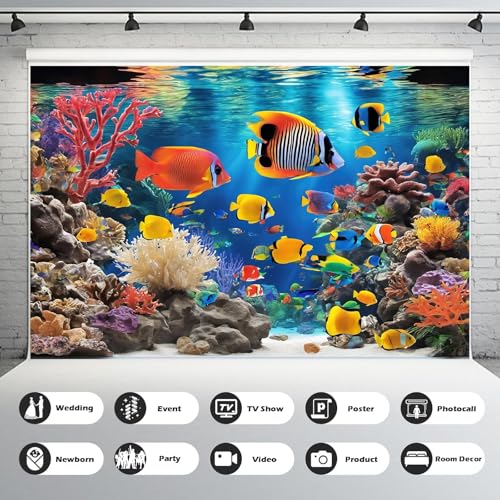 Under The Sea Backdrop Various Tropical Fish Breeding Aquariums Photography Background Gorgeous Tropical Coral Garden Underwater World Backdrops Deep Ocean Marine Life Backgrounds Photo Props 20x10ft