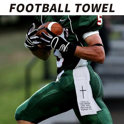 White Football Towel, Cotton Sports Quarterback QB Towels with Hook Loop Closure for Men, Youth, Boys, Adults - color: Philippians 4:13