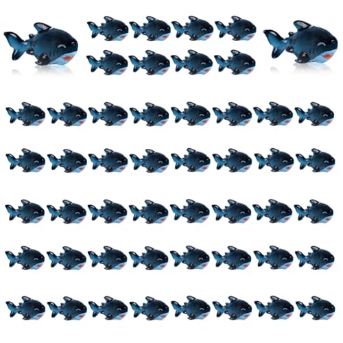50PCS Mini Ocean Animals Figurines Ornaments Resin Sea Animal Tiny Resin Figurines for Fish Tank Decorations Party Favor Garden Accessories Gift (Black Shark) - color: Black Shark