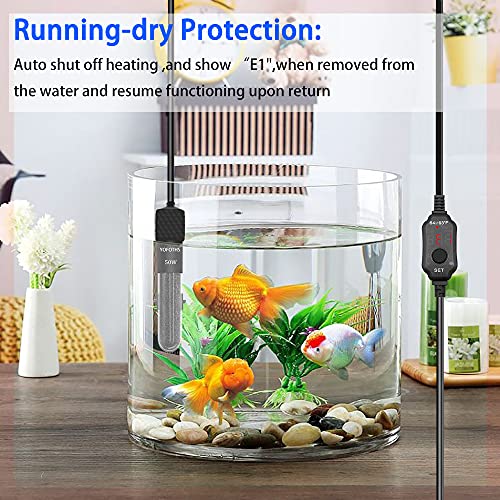 Adjustable Mini Aquarium Heater 5-10 Gallons Submersible Small Fish Tank Heater 50W Digital Display Thermostat External Temperature Controller (50W) - size: 50W