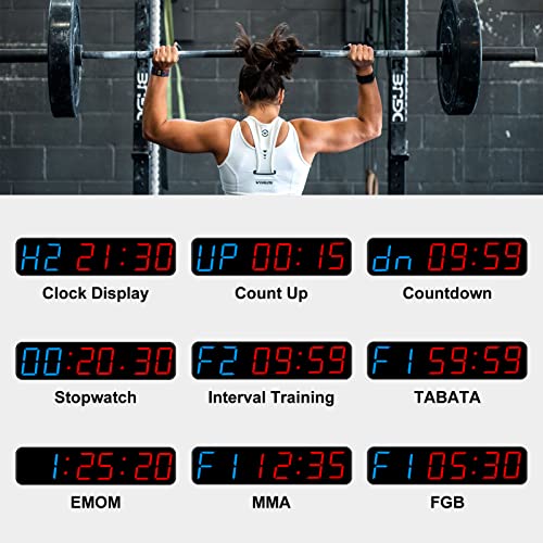 Gym Timer, Portable, Interval Timer with Rechargeable Battery and Built-in Magnet, LED Digital Anti Vertigo Display, Upgraded Workout Clock for Home Gym Garage Fitness - color: Blue, Red, Green