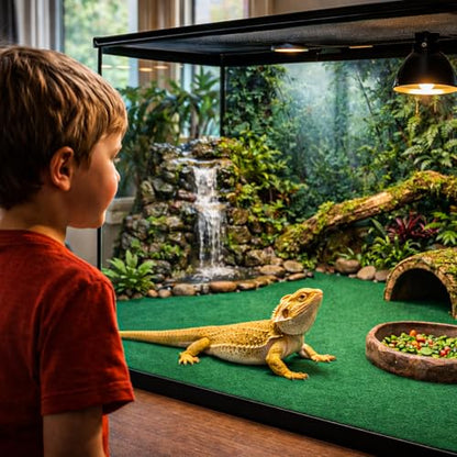 47" x 24" Large Reptile Carpet Terrarium Liner Bedding Reptile Substrate Mat Tank Accessories for Bearded Dragon Snake Lizard Tortoise Leopard Gecko (Green) - color: Green