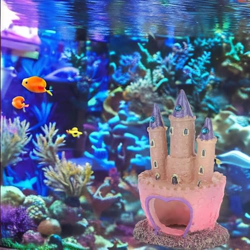 Castle Aquarium Decoration, Castle Fish Tank Decorations Girl Aquarium Decorations Princess House Castle Fish Tank Ornament Heart Castle Aquarium Ornament for Aquatic Pets to Breed Play and Rest