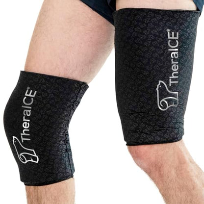 TheraICE Knee Ice Pack Wrap PRO, Knee Brace Compression Sleeve, FocusZone | Reusable Gel Cold Therapy for Meniscus, ACL, MCL & Surgery Recovery, Extra Cooling and Pressure Relief for Women and Men - size: X-Large, style: PRO