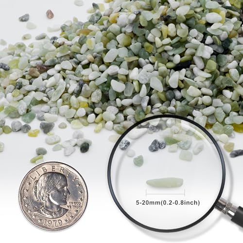 3.5/10.5 OZ Natural Aquarium Gravel River Rocks, 0.2-0.8 Inch Polished Jade Bean Pebbles, Smooth Decorative Stones for Fish Tank, Aquarium Plants, Garden Landscaping (Nature,3.5)