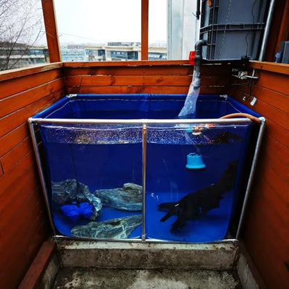 PVC Canvas Liners Above Ground Koi Fish Pond with Transparent Viewing Window and Stainless Steel Frame, Large Outdoor Aquarium Fish Tank for Turtle/Goldfish Farming, Foldable(39.3"x23.6"x19.7") - size: 39.3"x23.6"x19.7"
