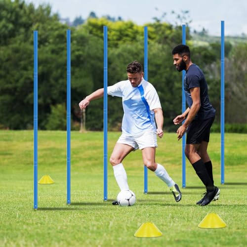 Haootadiy Soccer Agility Training Poles Equipment |Adjustable Soccer Equipment for Training Includes 6 Flexible Agility Poles - color: Multicolour