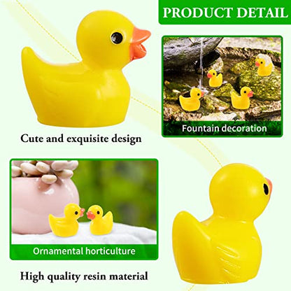300 Pieces Yellow Mini Resin Duck Miniatures Tiny Duck Decor for Fairy Gardens Aquariums Dollhouses School Project Supplies DIY Crafts Potted Plant Landscape Accessories