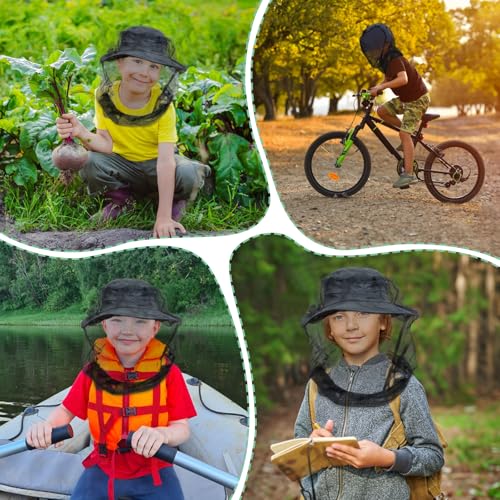 Premium Kids Mosquito Head Net for Insect, 2 Pack, Fly & Bug Protection | Ultra Large & Long, Extra Fine Holes for Camping, Hiking, Fishing, Safari, Fits All Hats for 5-12 yrs Children - style: 2-Pack (Kids)