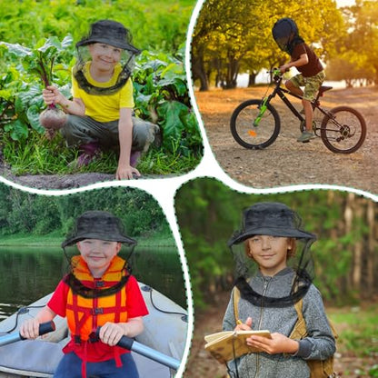 Premium Kids Mosquito Head Net for Insect, 2 Pack, Fly & Bug Protection | Ultra Large & Long, Extra Fine Holes for Camping, Hiking, Fishing, Safari, Fits All Hats for 5-12 yrs Children - style: 2-Pack (Kids)