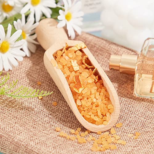 6 Pcs Wooden Scoop 5.5 Inches Beech Wood With Handle - Multipurpose Bath Container for Flour, Tea, Coffee, Seasoning, Cereal, Pepper and More