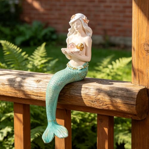 Teaeeno Unique Mermaid Fish Tank Decorations, Mermaid Statue House Ornament Kit, Aquarium Decor, Charming Mermaid Decor Statue, Resin Aquarium Décor Thematic Ornaments (Green)