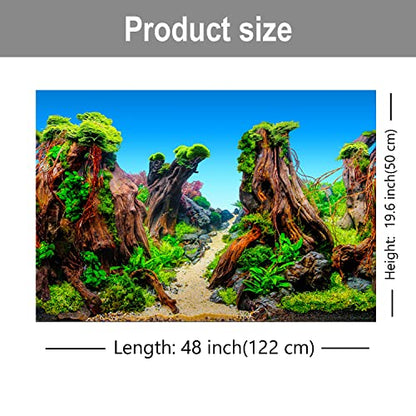 ELEBOX Fish Tank Background Aquatic Plant Reef Beach Aquarium Wallpaper Background Double Sides Background Poster - color: L