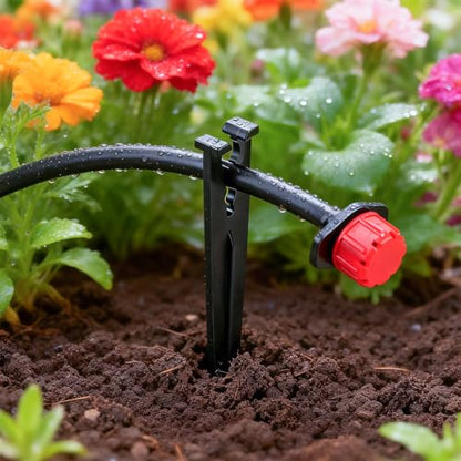 110 Pack Drip Irrigation Support Stakes for 1/4 Inch Tubing: Plastic 1/4" Drip Emitter Holder Stakes 5.6-Inch Long Micro Tube Dripline Holder for Garden Ground Securing Hoses - size: 1/4" Drip Stake-110P