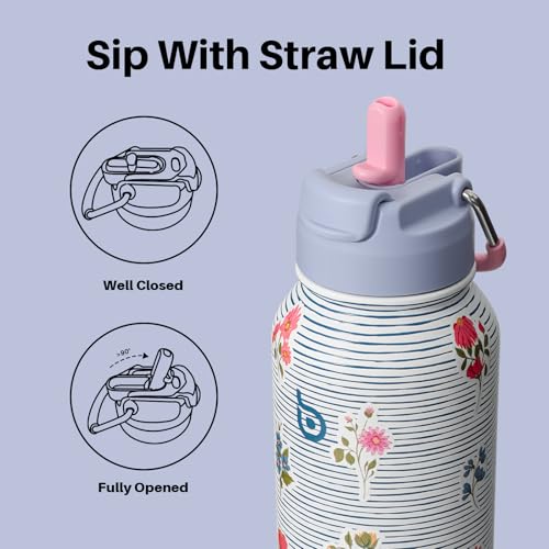 BOTTLE BOTTLE 32oz Insulated Water Bottle with Pill Box - color: Riviera Bloom