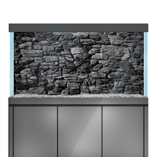 Aquarium Background Stickers - Stone Wall Texture Rock Black - Fish Tank Reptile Terrarium Decor Poster (60 x 30 cm / (23.6 x 11.8 inches)) - size: 60 x 30 cm / (23.6 x 11.8 inches)