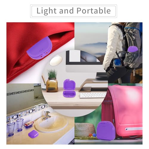 Annhua Retainer Case with Vent Holes Mouth Guard Case, Retainer Box Orthodontic Aligner Holder Slim Portable Dental Storage Container - Purple - color: Purple