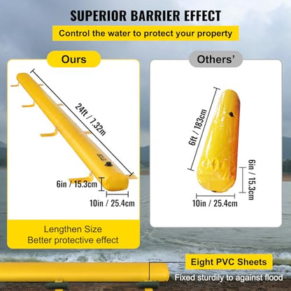 Flood Barrier, Flood Bags, Sandbag Alternative, Water Barrier for Flooding with Great Waterproof Effect, Reusable PVC Water Diversion Tubes, Lightweight Flood Barriers for Home, Door, Garage